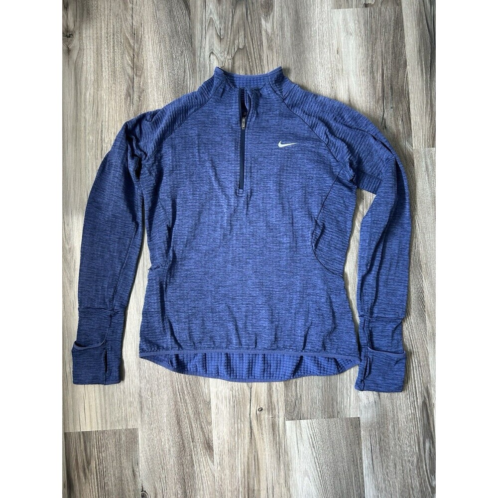 Nike Dri-FIT Thermal 1/2 Zip Pullover Blue Space Dye Mittens Small S Running